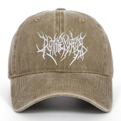 Goth Rock Embroidered Washed Baseball Cap