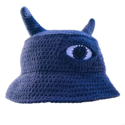 Unisex Devil Horn Knit Halloween Bucket Hat