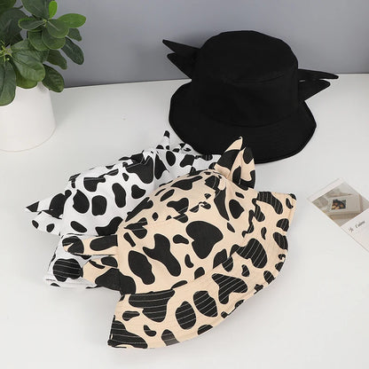 Vintage Cow Print Horn Bucket Hat