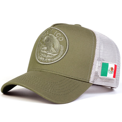 Unisex Mexican Flag Embroidered Mesh Baseball Cap
