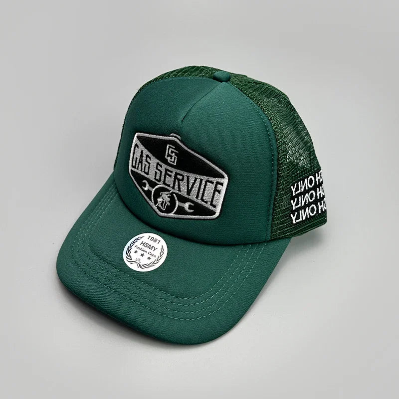 GAS Letter Embroidery Mesh Baseball Cap