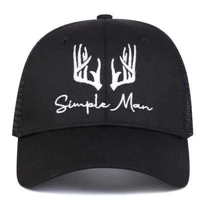 Unisex Antlers SIMPLE MAN Embroidery Baseball Caps