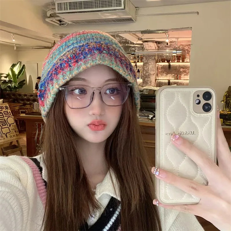 Women's Gradient Striped Knitted Winter Bucket Hat