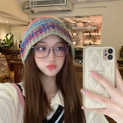 Women's Gradient Striped Knitted Winter Bucket Hat