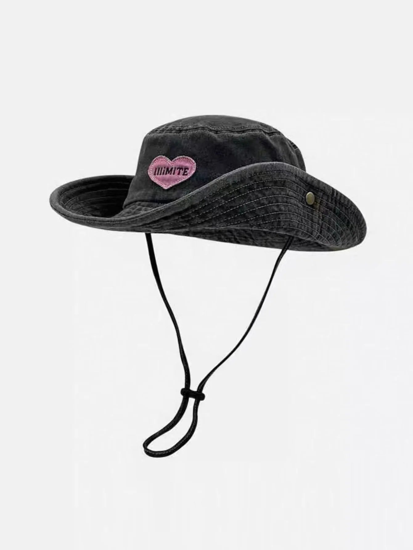 Japanese Retro Washed Pink Love Bucket Hat