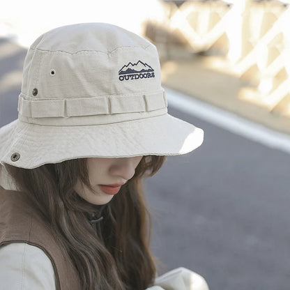 Wide Brim Letter Print Fisherman Bucket Hat