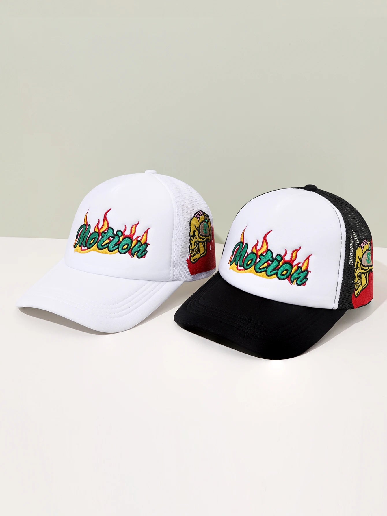 Unisex Motion Flame Embroidery Baseball Net Caps
