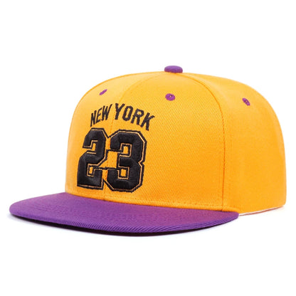 No 23 New York Embroidered Flat Edge Baseball Cap