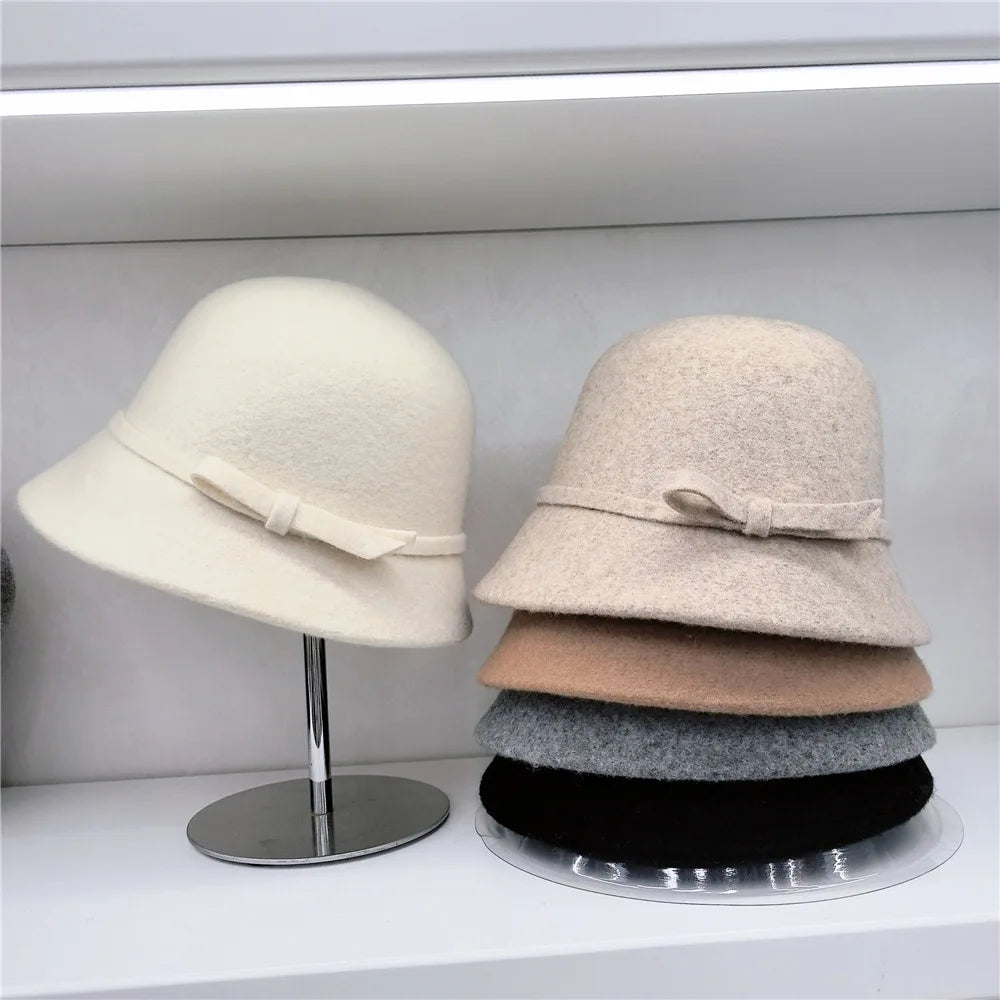 Women's Retro Wool Butterfly Bucket Hat