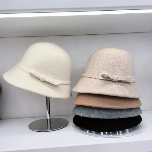 Women's Retro Wool Butterfly Bucket Hat