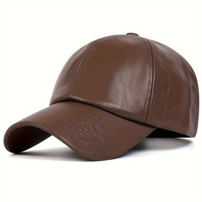 Vintage Cowhide Leather Military Baseball Cap