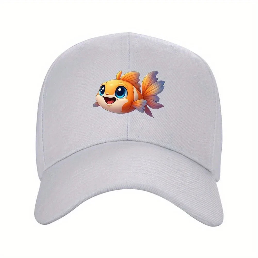 Cute Goldfish Cartoon Eye Print Adjustable Baseball Cap