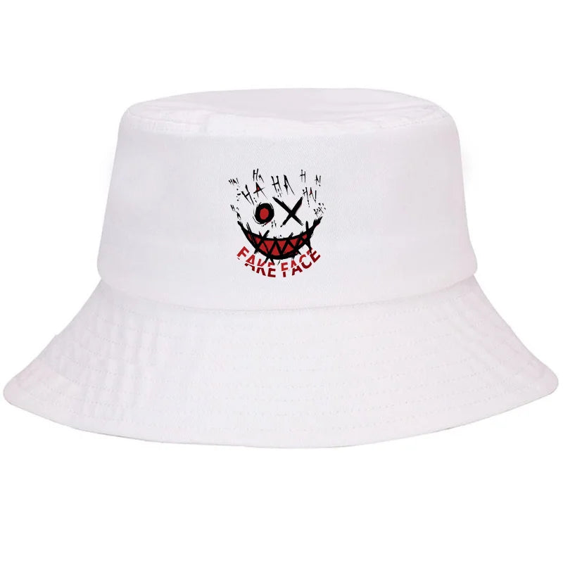 Graffiti Smiley Cotton Outdoor Bucket Hat Unisex