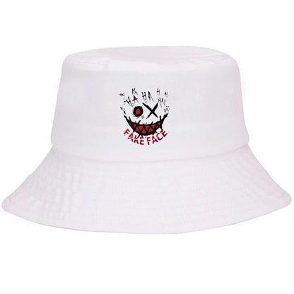 Graffiti Smiley Cotton Outdoor Bucket Hat Unisex