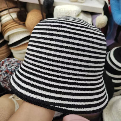 Retro Knitted Contrast Bucket Hat
