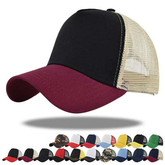 5 Pane Mesh Baseball Cap Adult Hip Hop Curved Snapback Hats