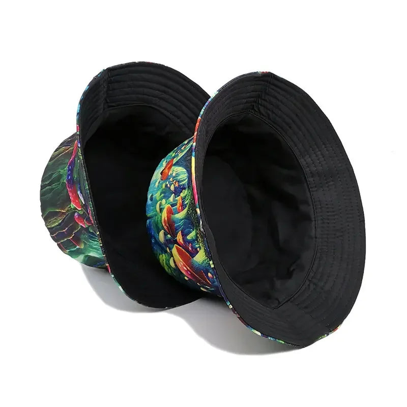 Cotton Mushroom Print Bucket Hat