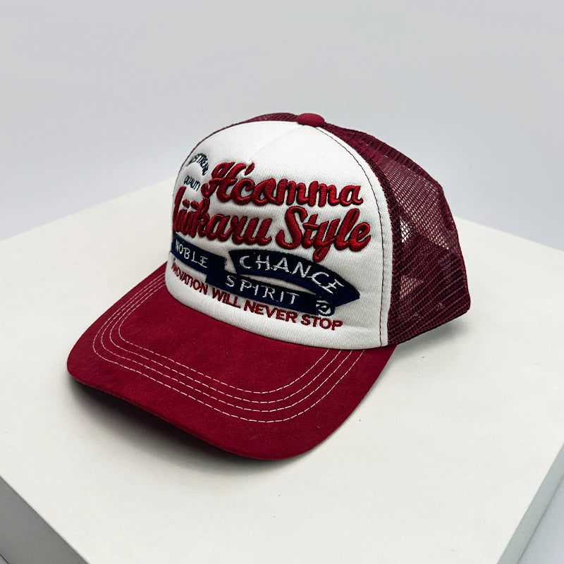 American Vintage Embbroidered Letter Trucker Baseball Cap