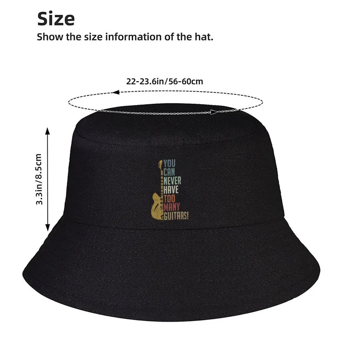 Never Too Many Guitars Vintage Music Bucket Hat
