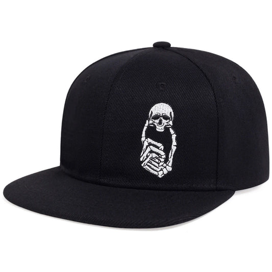 Unisex Skeleton Finger Embroidery Snapback Cap