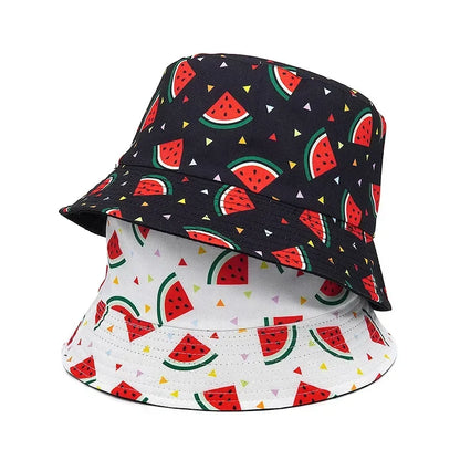 Vintage Watermelon Print Reversible Bucket Hat Unisex