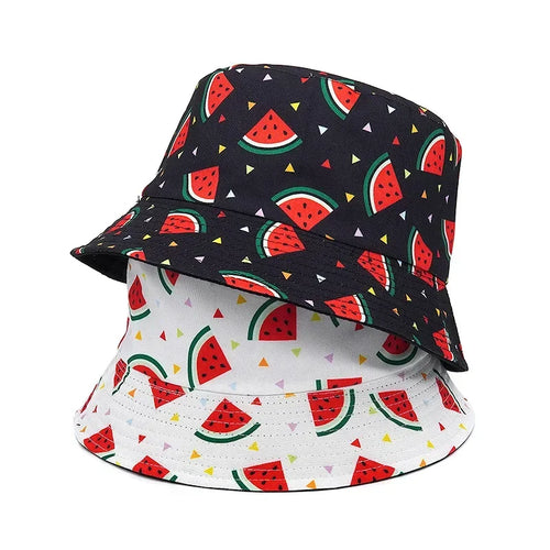 Vintage Watermelon Print Reversible Bucket Hat Unisex