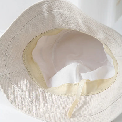 Korean Style Bow Plaid Foldable Bucket Hat