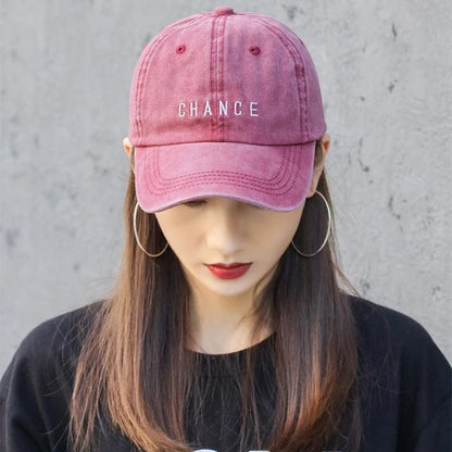 Unisex Washed Cotton Chance Letter Baseball Cap