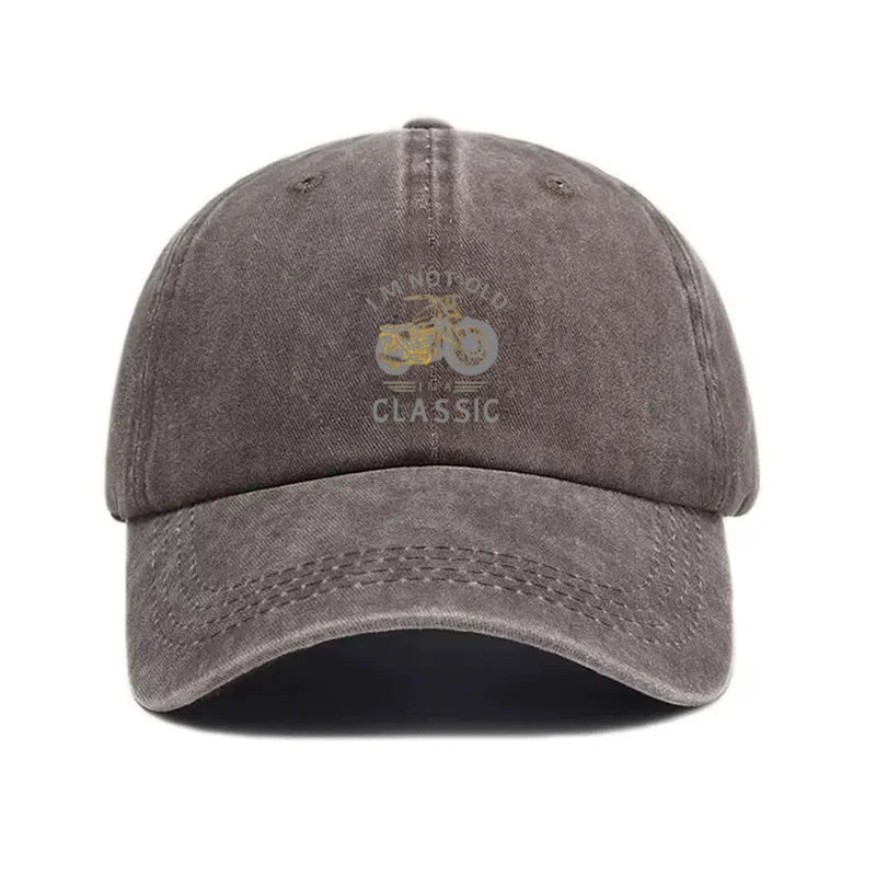 Vintage Washed Motorcycle Pattern Road Trip Baseball Cap