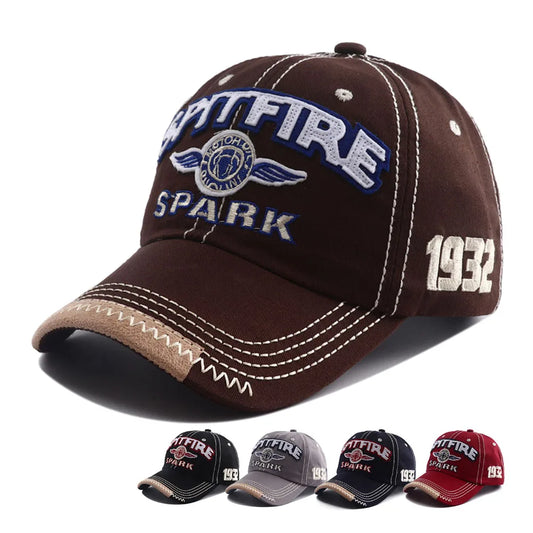 Embroidered Letter Spark 1932 Washed Cotton Baseball Cap