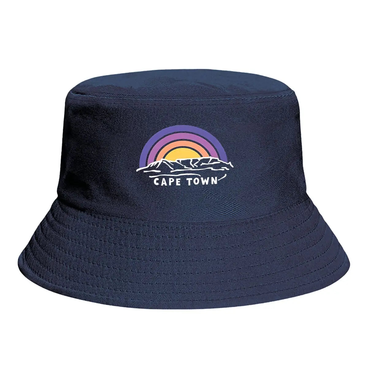 Cape Town Rainbow Mountain Retro Graphic Bucket Hat