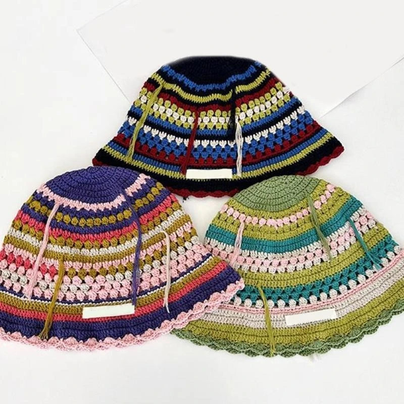 Lightweight Crochet Color Matching Girl Bucket Hat