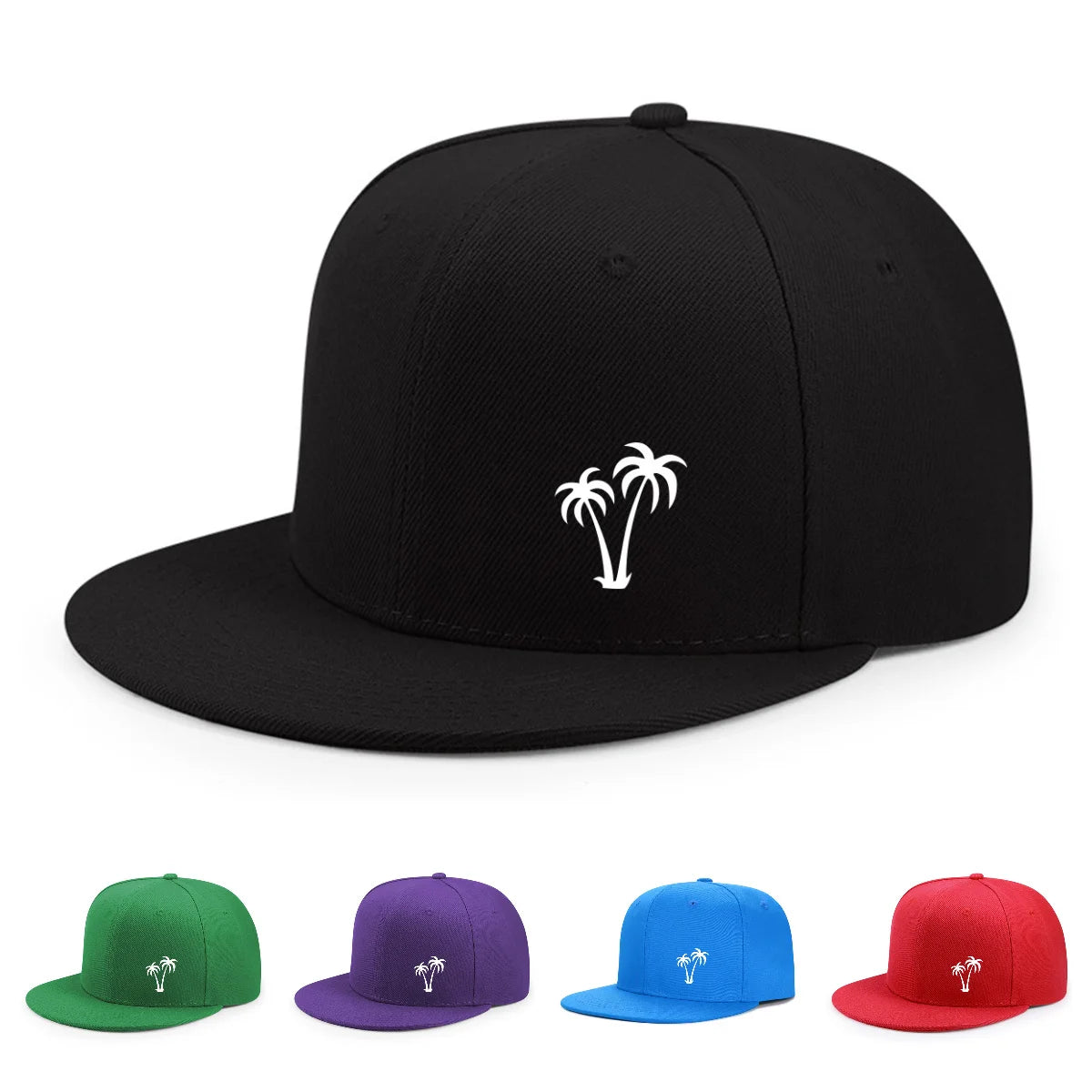 Palm Tree Graphic Black Hip Hop Snapback Cap