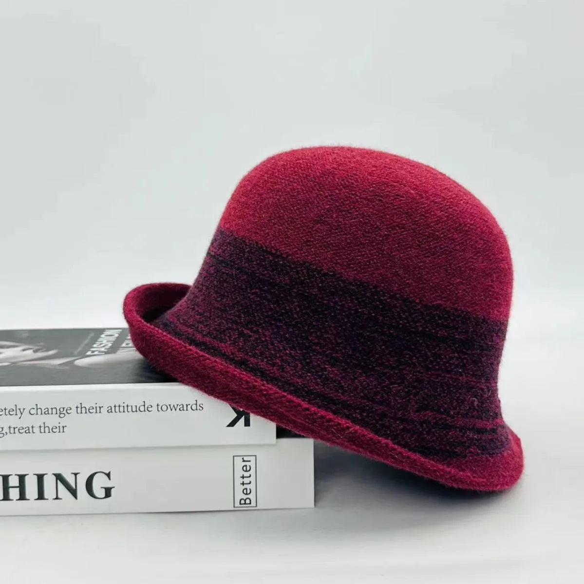 Elegant Curled Top Knitted Bucket Hat