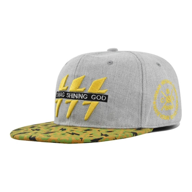 Lightning 3D Embroidered Hip Hop Snapback Cap