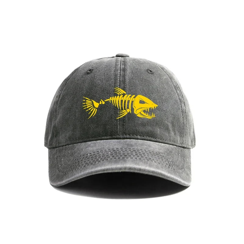 Fishbone Distressed Dad Baseball Cap
