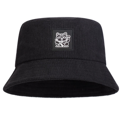 Lucky Cat Corduroy Bucket Hat