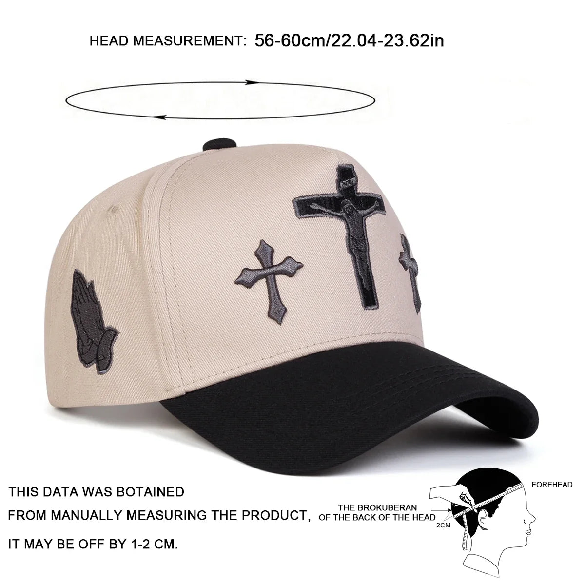 Unisex Cross Embroidery Casual Outdoor Baseball Cap