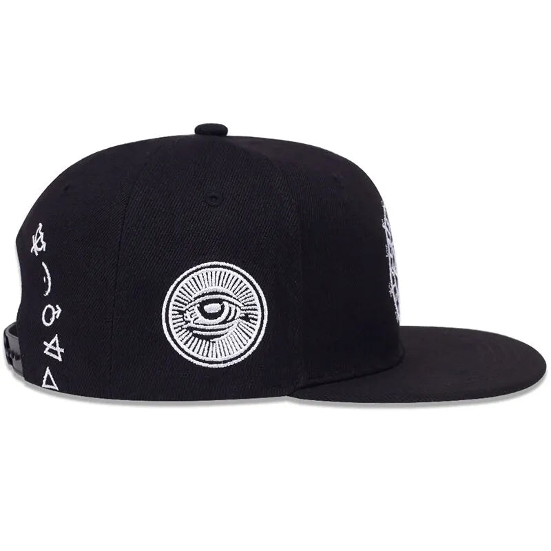 Unisex Eyes Embroidered Snapback Cap Outdoor Casual