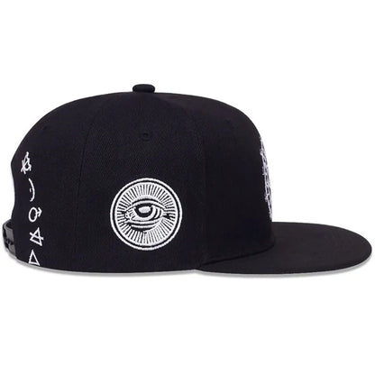 Unisex Eyes Embroidered Snapback Cap Outdoor Casual