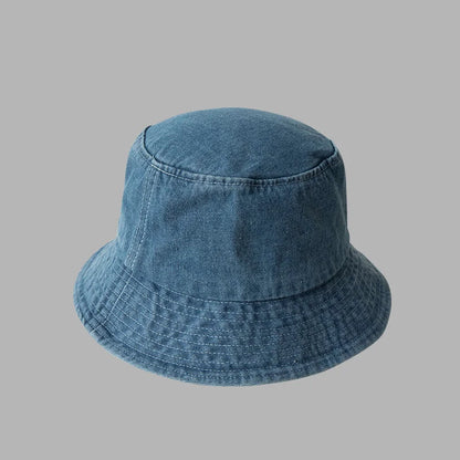 Retro Washed Denim Wide Brim Bucket Hat