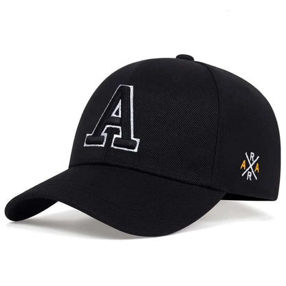A Letter Embroidered Cotton Snapback Baseball Cap