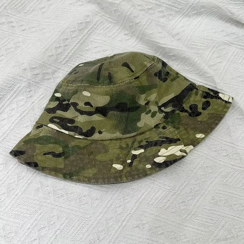 Washed Cotton Camouflage Outdoor Fisherman Bucket Hat