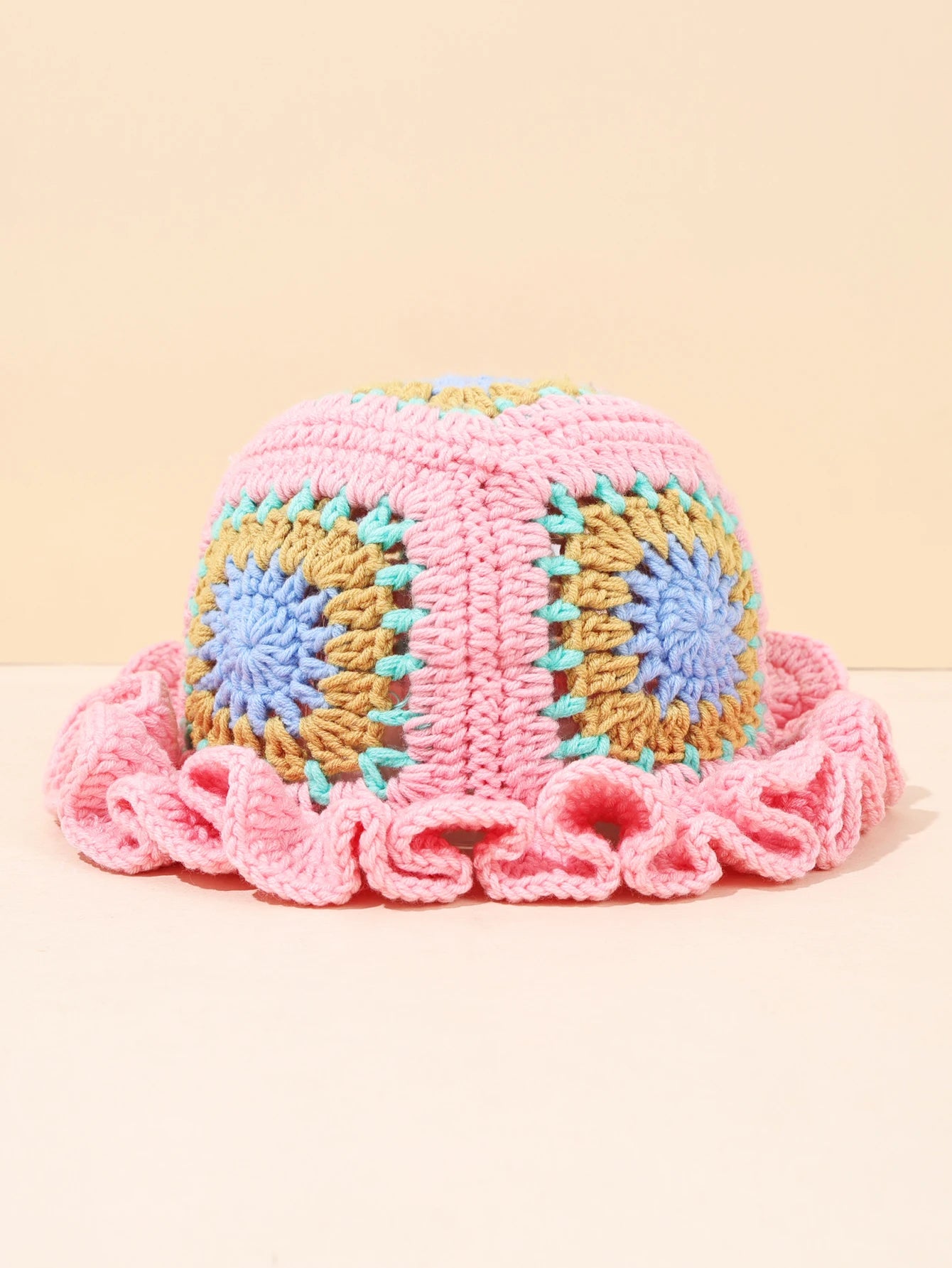 Retro Flower Patchwork Crochet Bucket Hat