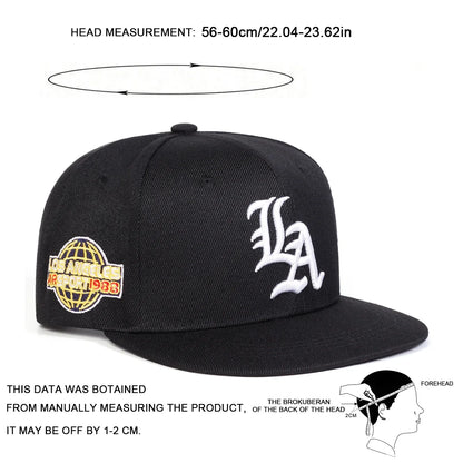 Gothic LA Letter Embroidered Hip Hop Snapback Cap