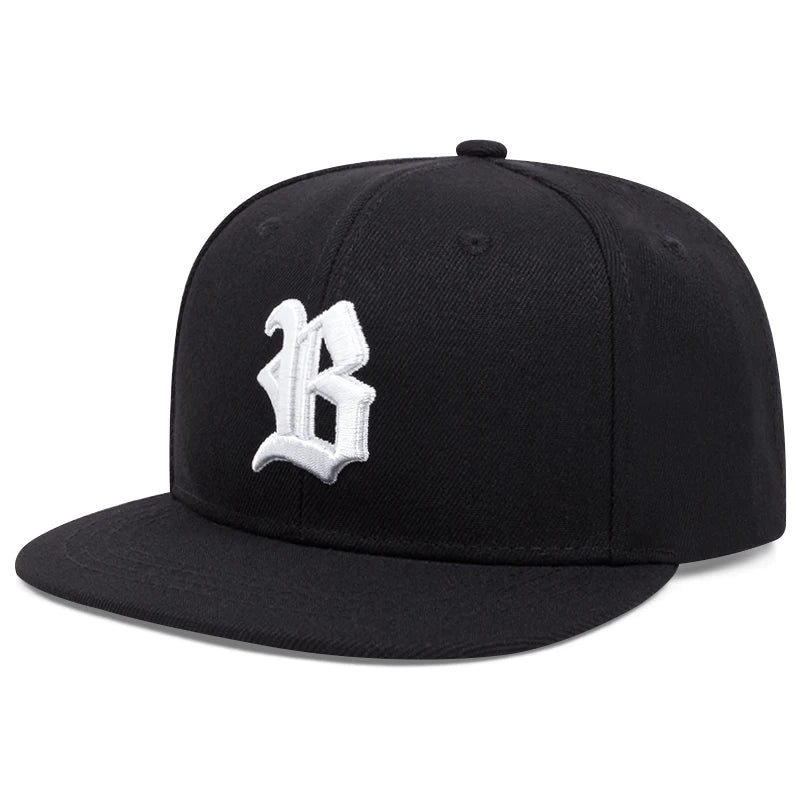 Unisex Letter B Gothic Embroidery Flat Brim Hip Hop Baseball Cap
