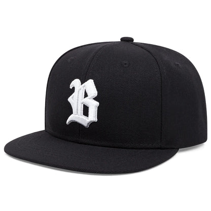 Unisex Letter B Gothic Embroidery Flat Brim Hip Hop Baseball Cap