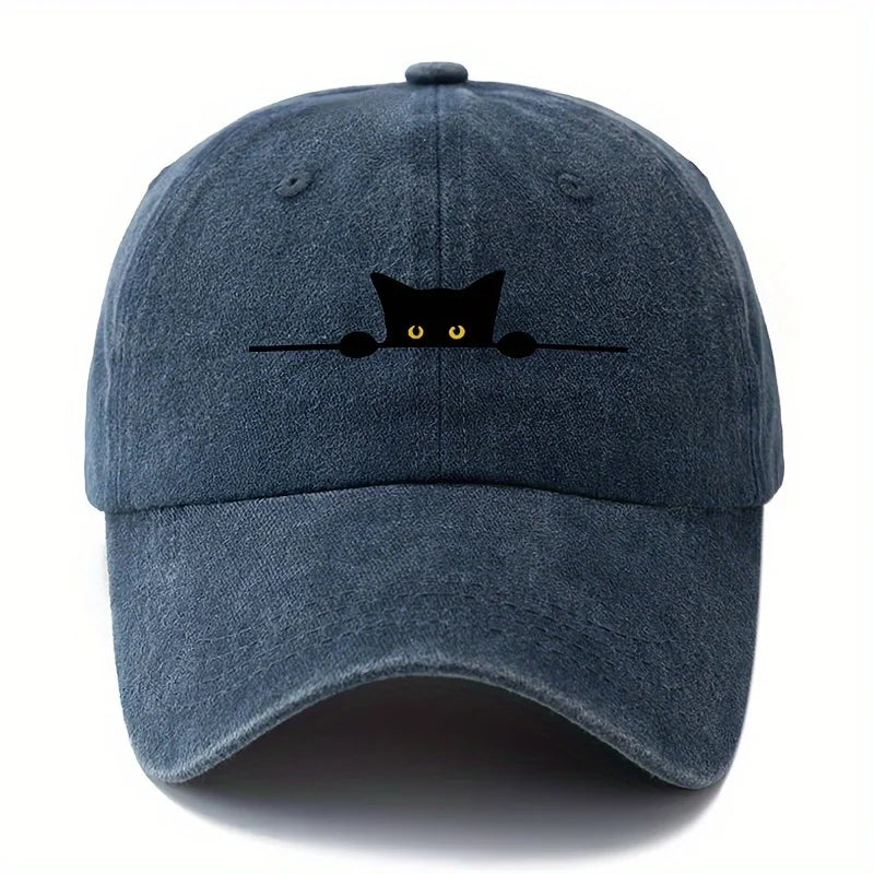 Retro Cartoon Cat Printed Adjustable Baseball Cap