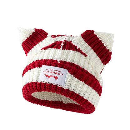 Y2K Cute Ear Warm Knit Bucket Hat