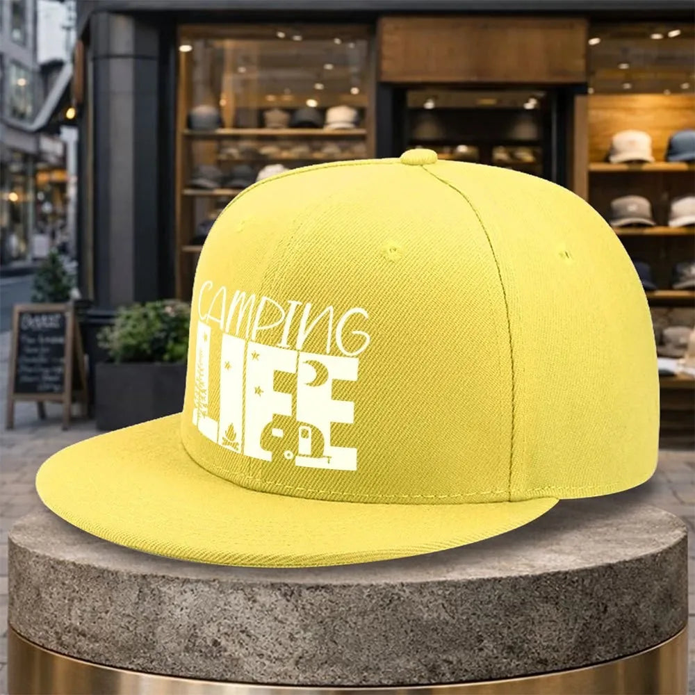 Camping Life Outdoor Adventure Flat Brim Snapback Cap